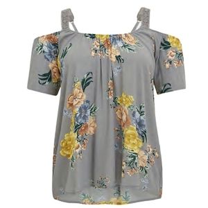 Torrid floral cut out shoulder top